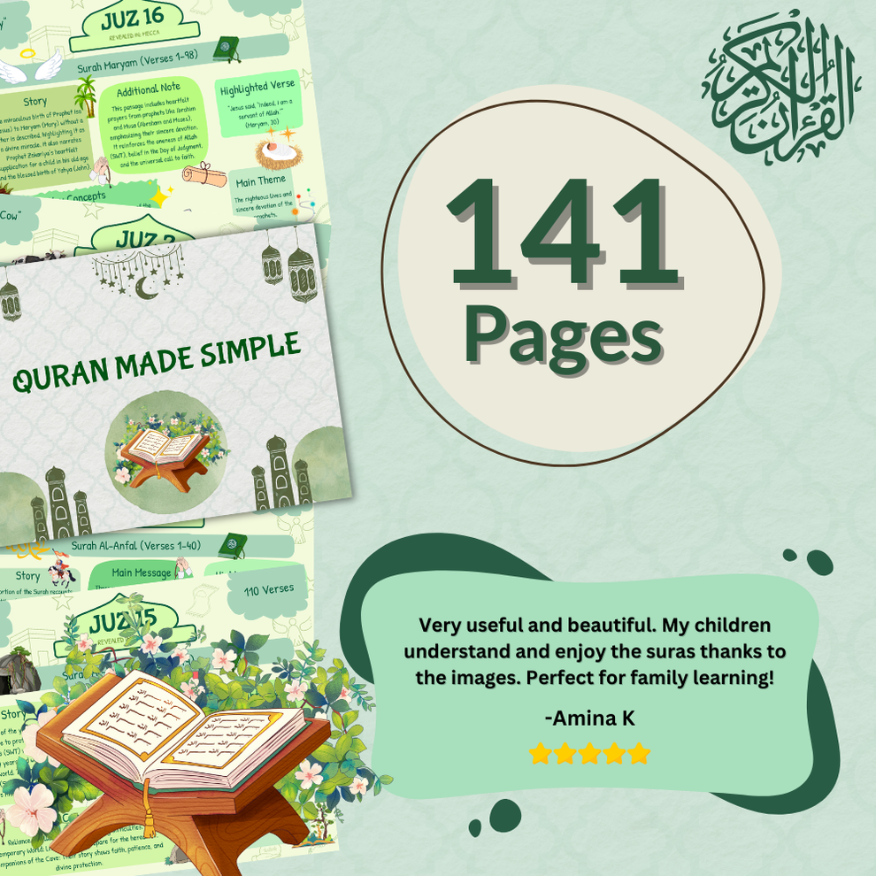 Quran made simple & illustrated - V1 & V2 + BONUSES ( E-BOOK ONLY)