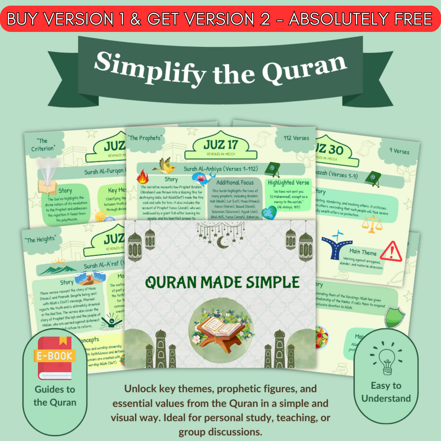 Quran made simple & illustrated - V1 & V2 + BONUSES ( E-BOOK ONLY)