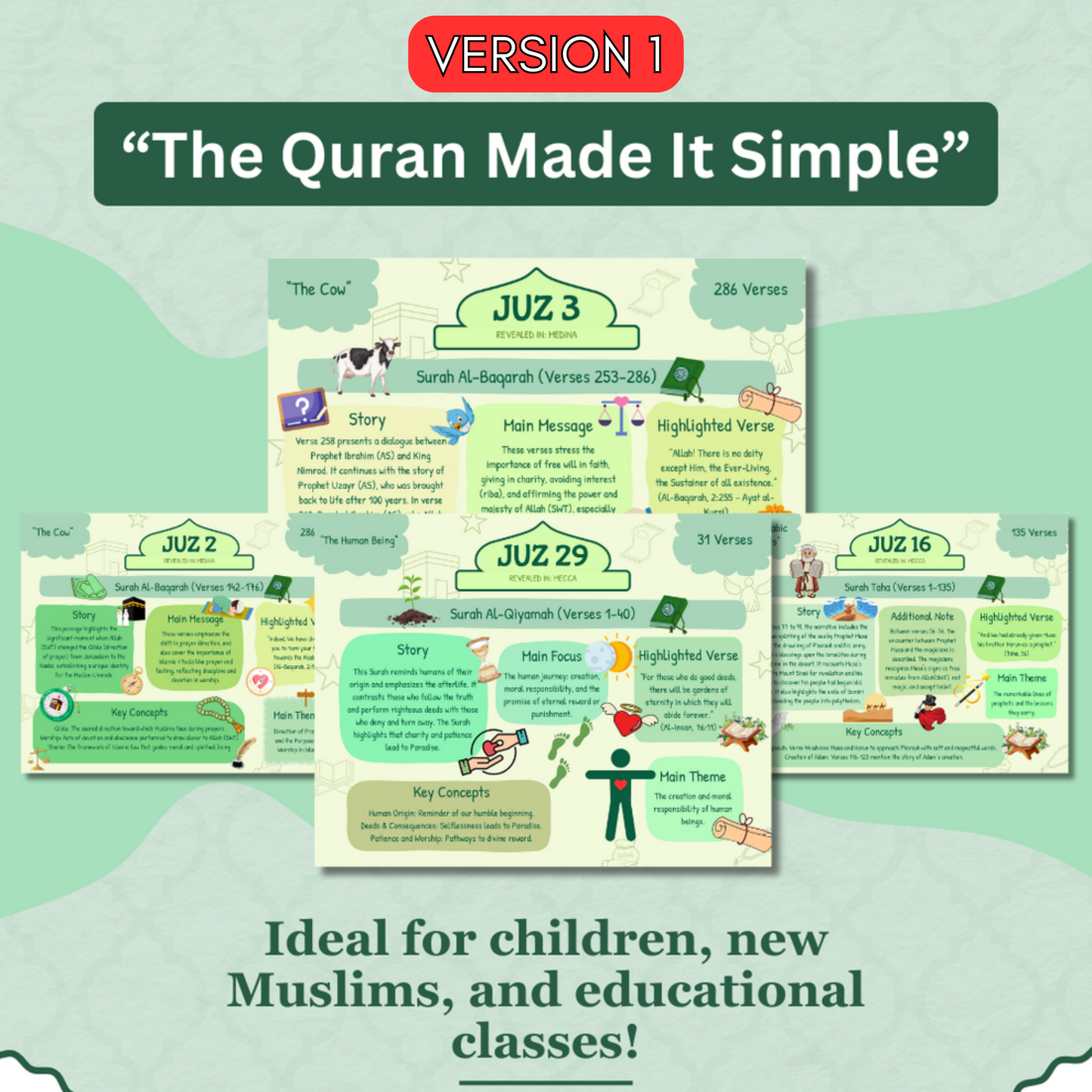 Quran made simple & illustrated - V1 & V2 + BONUSES ( E-BOOK ONLY)
